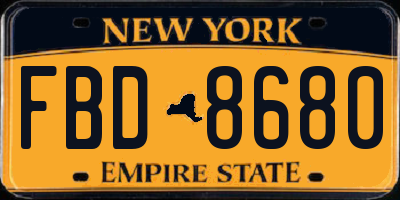 NY license plate FBD8680