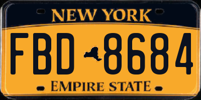 NY license plate FBD8684