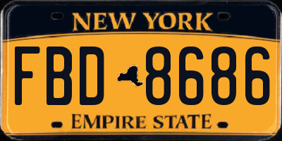 NY license plate FBD8686