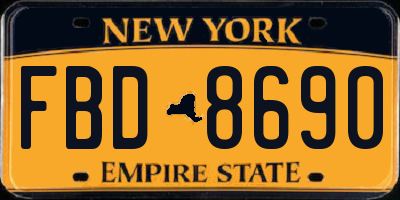 NY license plate FBD8690