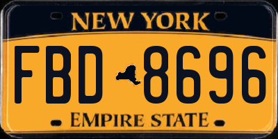 NY license plate FBD8696