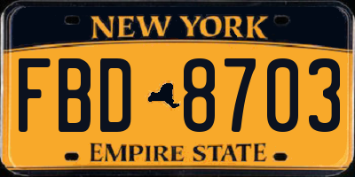 NY license plate FBD8703