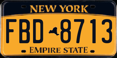 NY license plate FBD8713