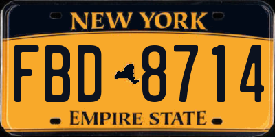 NY license plate FBD8714