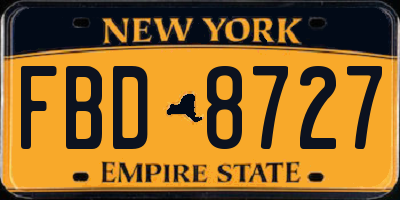 NY license plate FBD8727