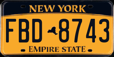 NY license plate FBD8743