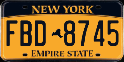 NY license plate FBD8745