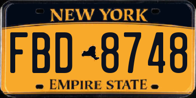 NY license plate FBD8748