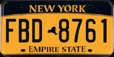 NY license plate FBD8761