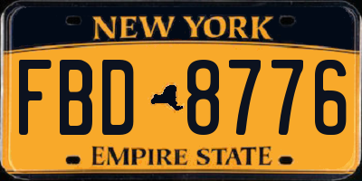 NY license plate FBD8776