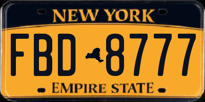 NY license plate FBD8777