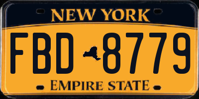 NY license plate FBD8779