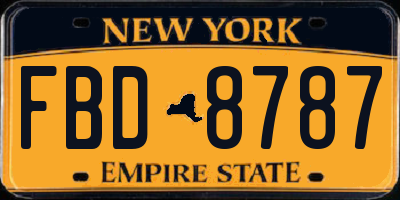 NY license plate FBD8787