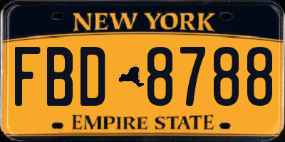 NY license plate FBD8788