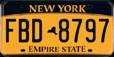 NY license plate FBD8797