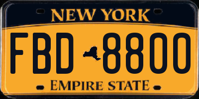 NY license plate FBD8800