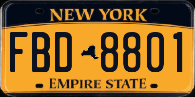 NY license plate FBD8801