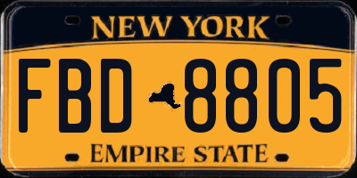 NY license plate FBD8805