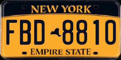 NY license plate FBD8810