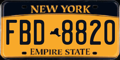 NY license plate FBD8820