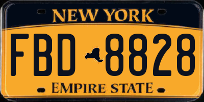 NY license plate FBD8828