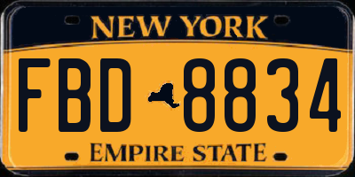 NY license plate FBD8834