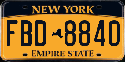 NY license plate FBD8840