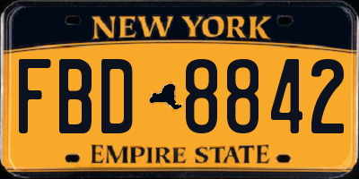 NY license plate FBD8842