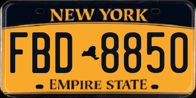 NY license plate FBD8850