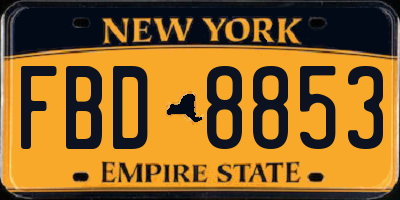 NY license plate FBD8853