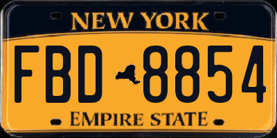 NY license plate FBD8854