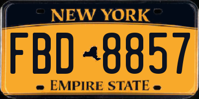 NY license plate FBD8857