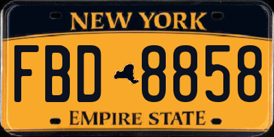 NY license plate FBD8858