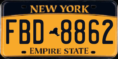 NY license plate FBD8862
