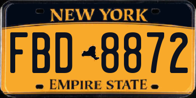 NY license plate FBD8872