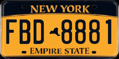 NY license plate FBD8881
