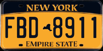 NY license plate FBD8911