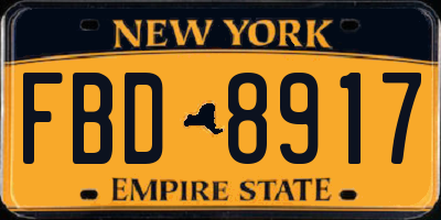 NY license plate FBD8917