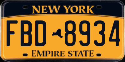 NY license plate FBD8934