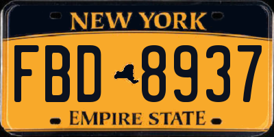 NY license plate FBD8937