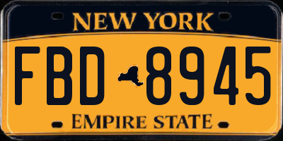 NY license plate FBD8945