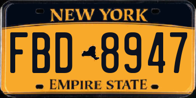 NY license plate FBD8947