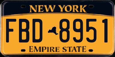 NY license plate FBD8951
