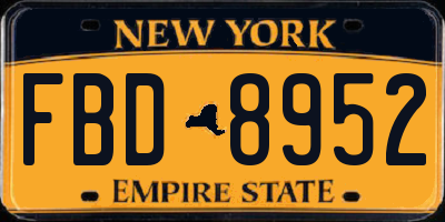 NY license plate FBD8952