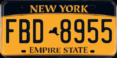 NY license plate FBD8955