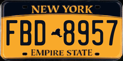 NY license plate FBD8957