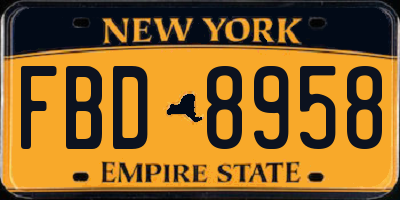 NY license plate FBD8958