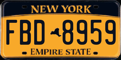 NY license plate FBD8959