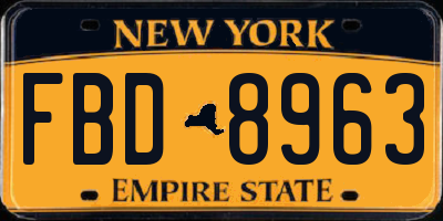 NY license plate FBD8963