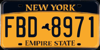 NY license plate FBD8971